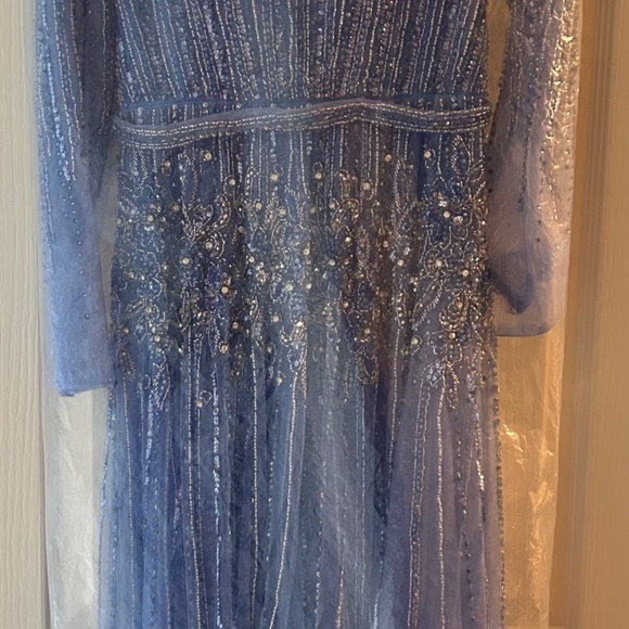 Andrea and Leo A1167 Illusion Long Sleeve A-Line Dress - Blue, Size 6 - Picture 4 of 5